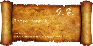 Incze Henrik névjegykártya